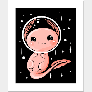 Axolotl in Space Kawaii Posters and Art